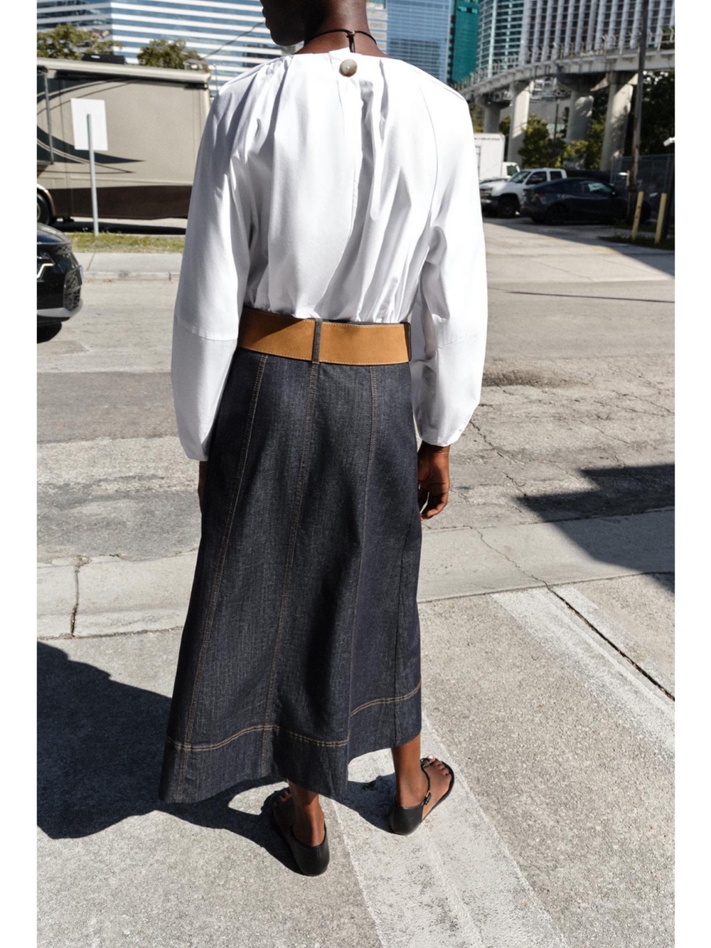 Zara Belted Denim Skirt NWT - Picture 7 of 8